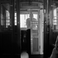 Historische Trambahn in Prag, Blick auf den F&uuml;hrerstand