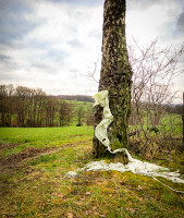Der Schleier zeigt unverschleiert die Umweltverschmutzung durch Plastikm&uuml;ll